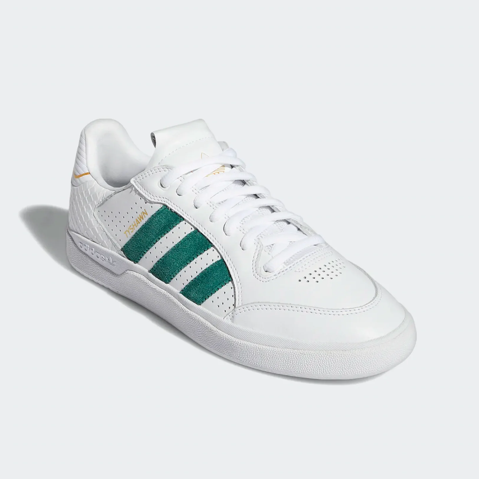 ADIDAS TYSHAWN LOW FLAT WHITE / COLLEGIATE GREEN / METALLIC GOLD - Image 6
