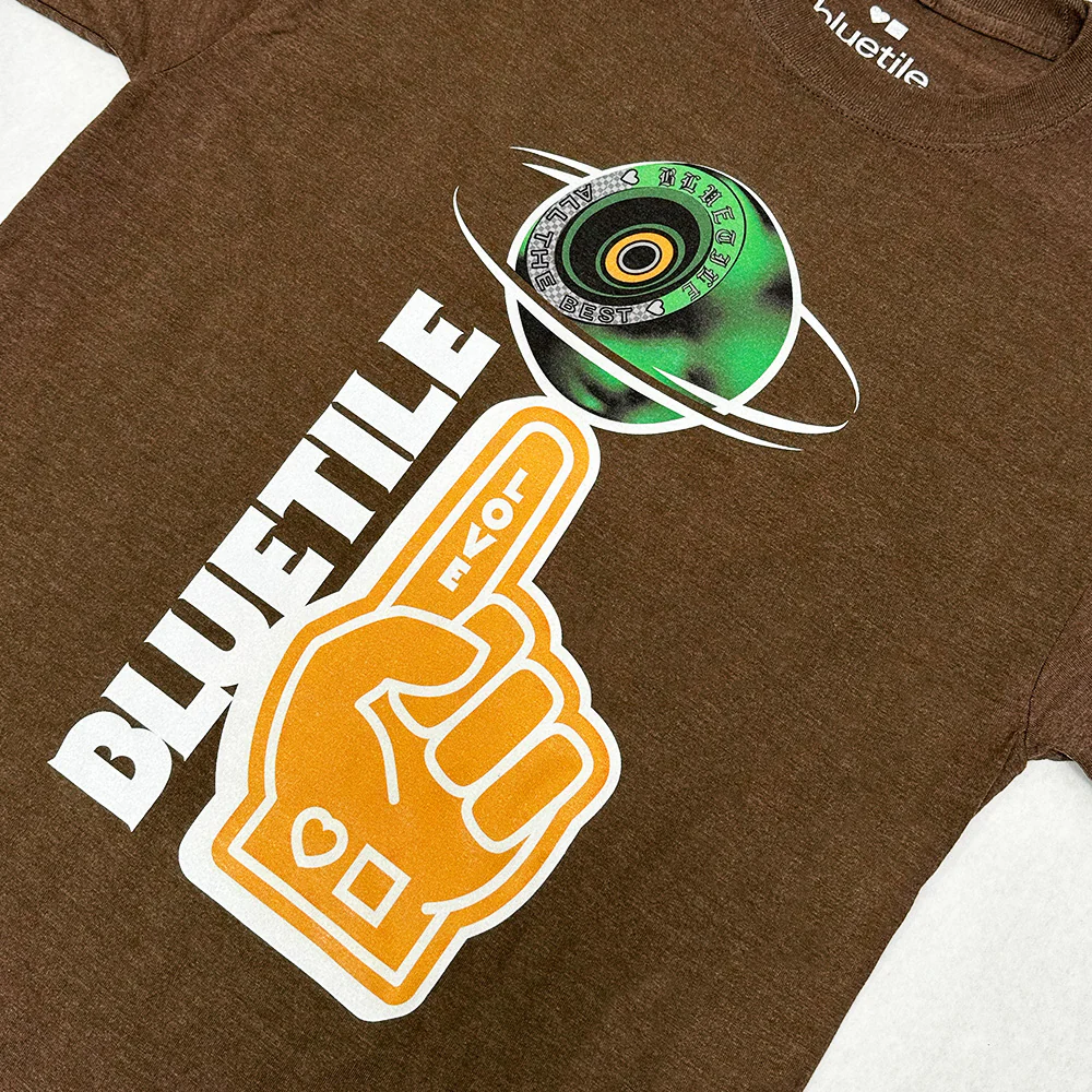 BLUETILE BLACK / GREEN SWIRL FOAM FINGER  TEE BROWN - Image 2