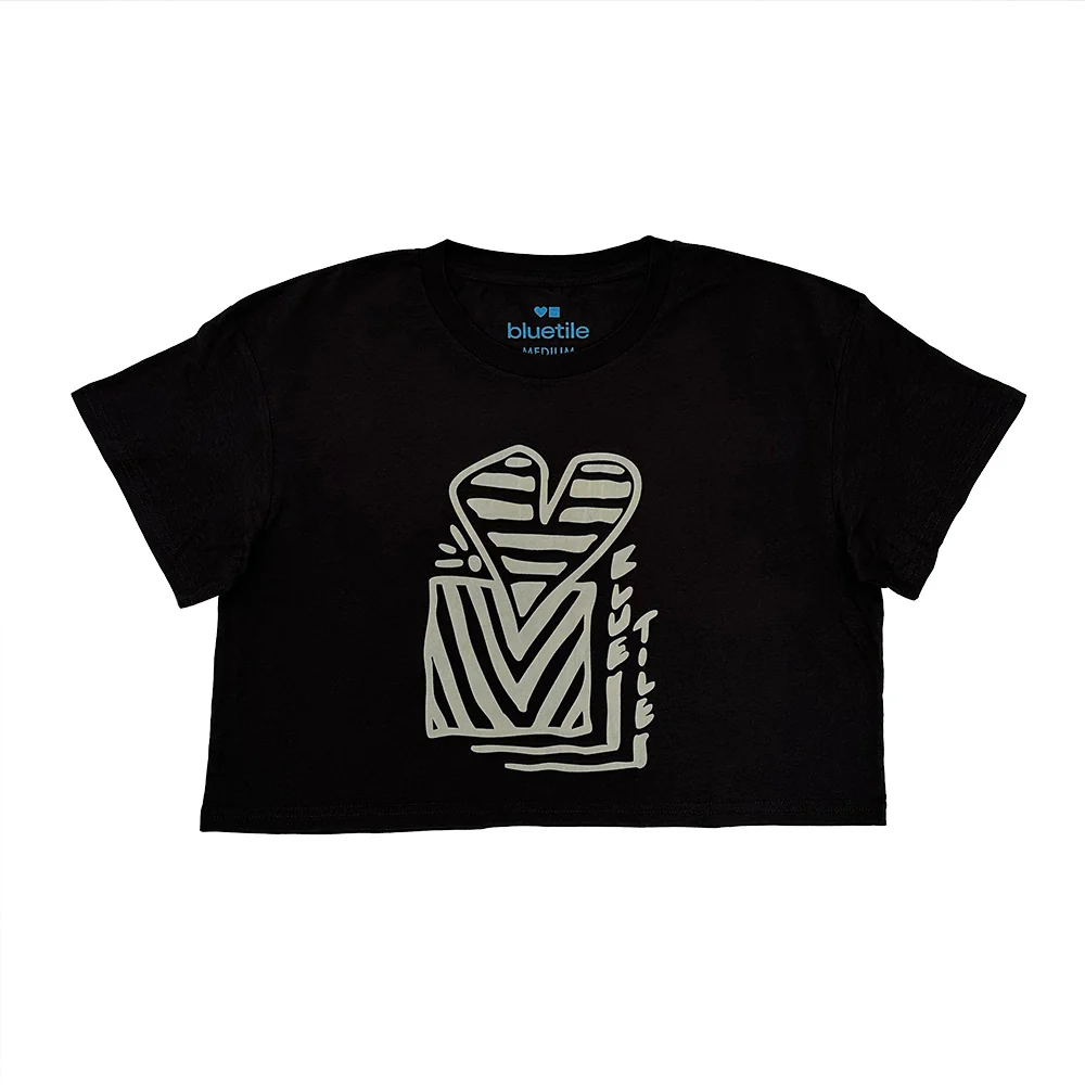 BLUETILE HEART + SQUARE CROP TEE COAL