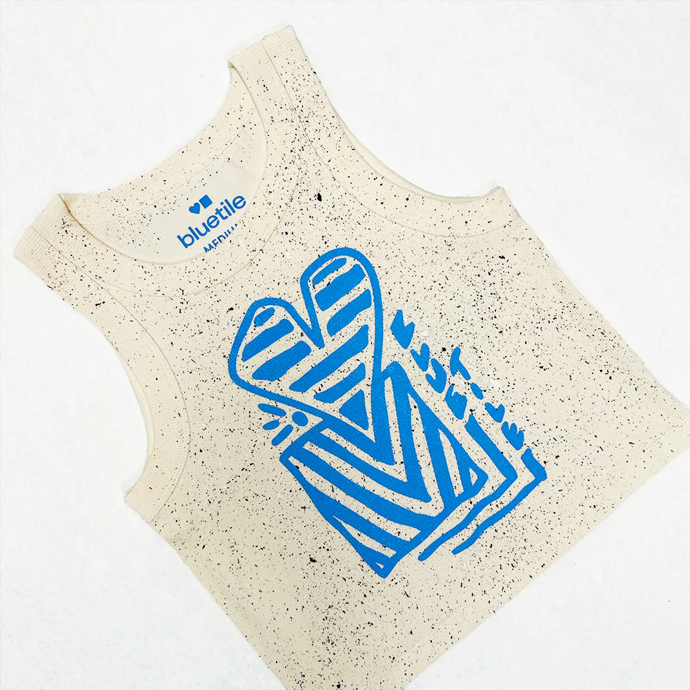 BLUETILE HEART + SQUARE RIB CROP TANK ECRU - Image 2