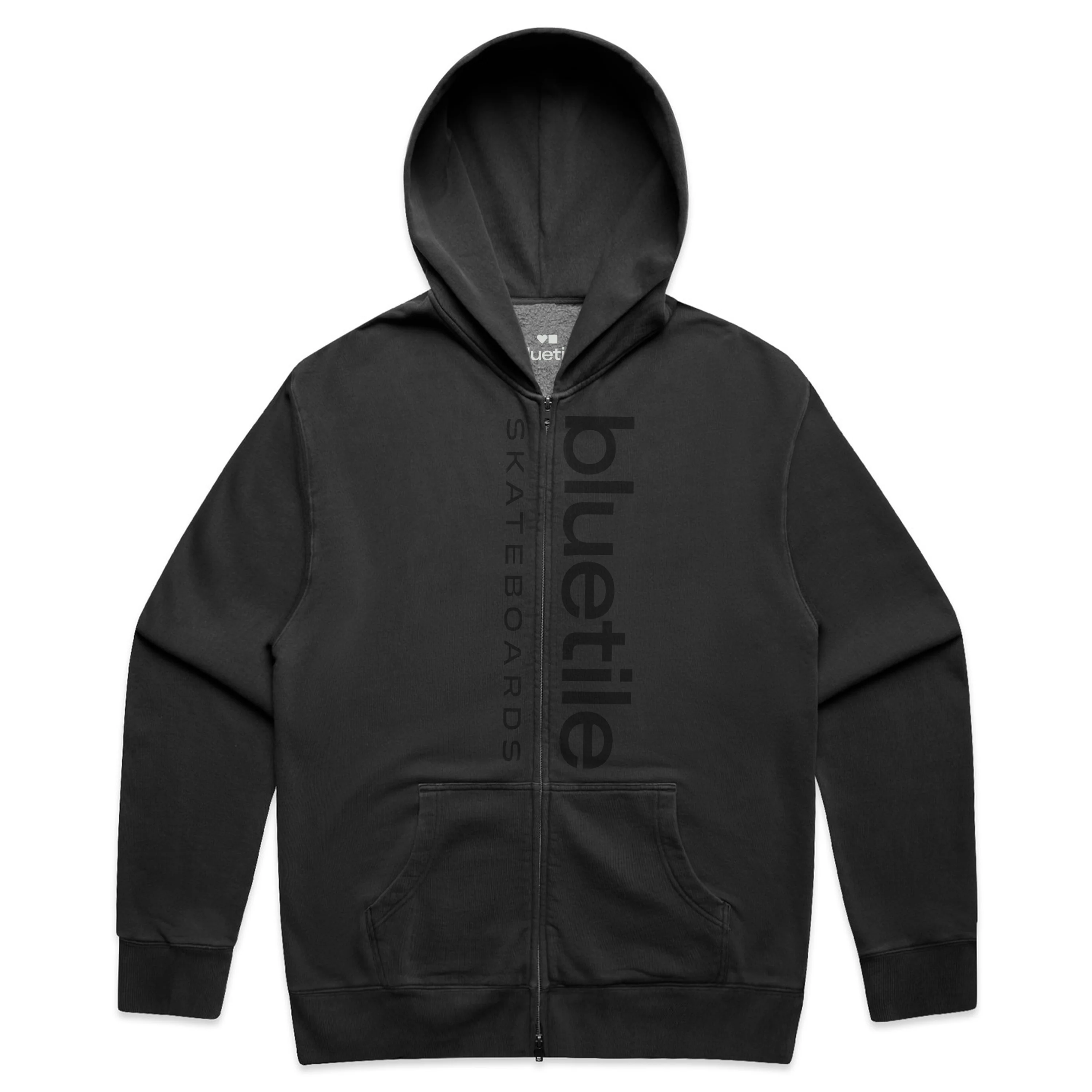 BLUETILE LOGO DOUBLE ZIP HOODIE FADED BLACK