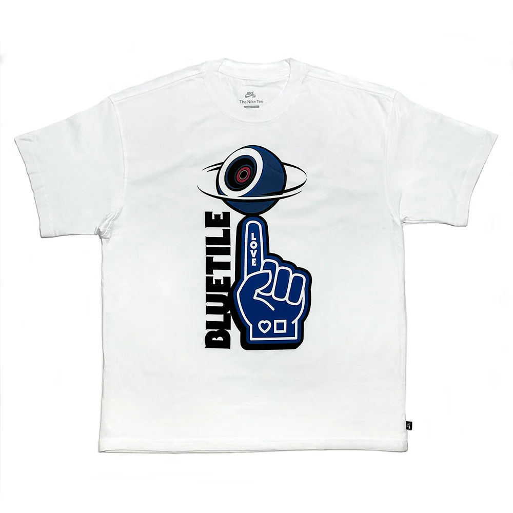 BLUETILE NAVY FOAM FINGER TEE WHITE