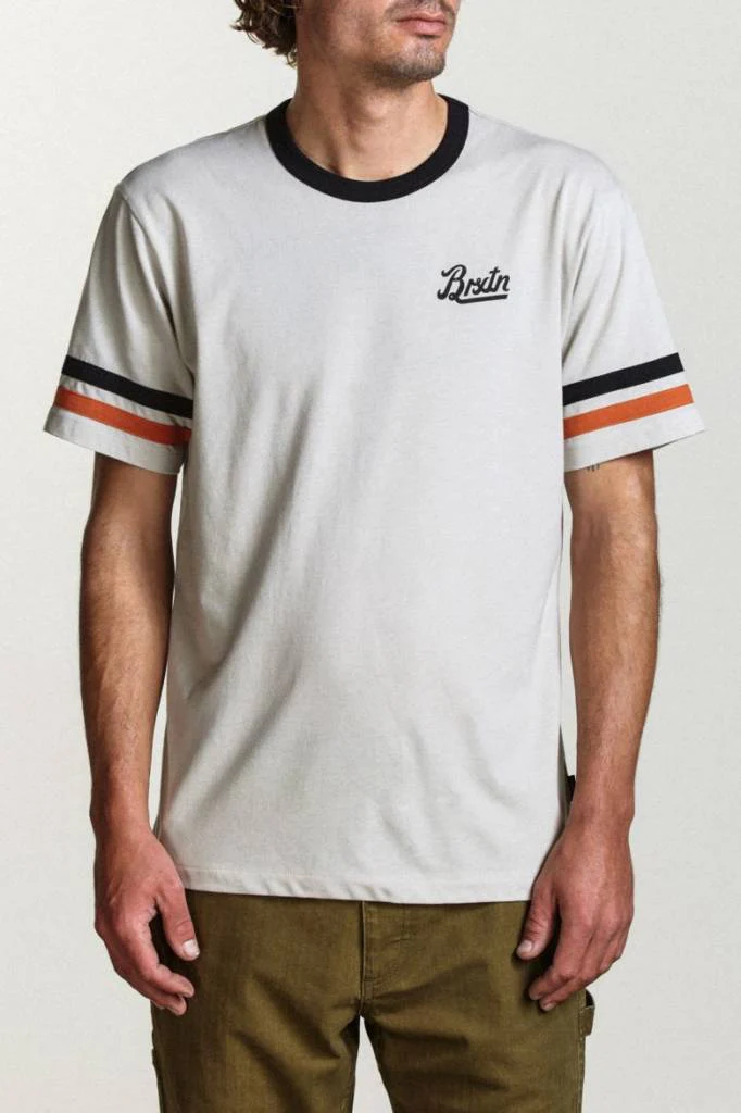 BRIXTON HOUSTON S/S KNIT STONE / BLACK / ORANGE - Image 2