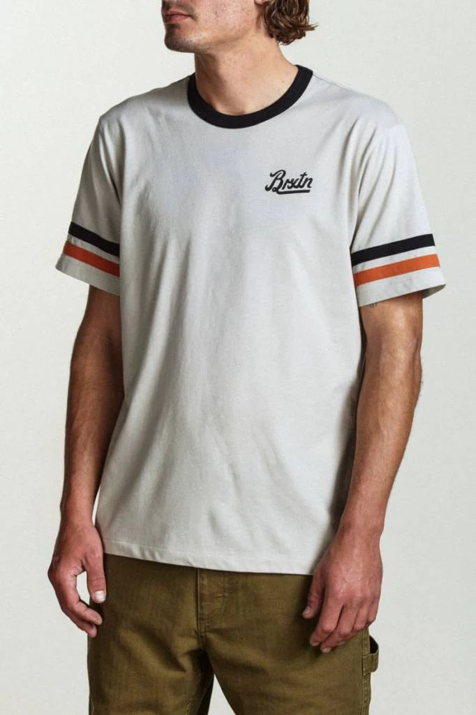 BRIXTON HOUSTON S/S KNIT STONE / BLACK / ORANGE - Image 3