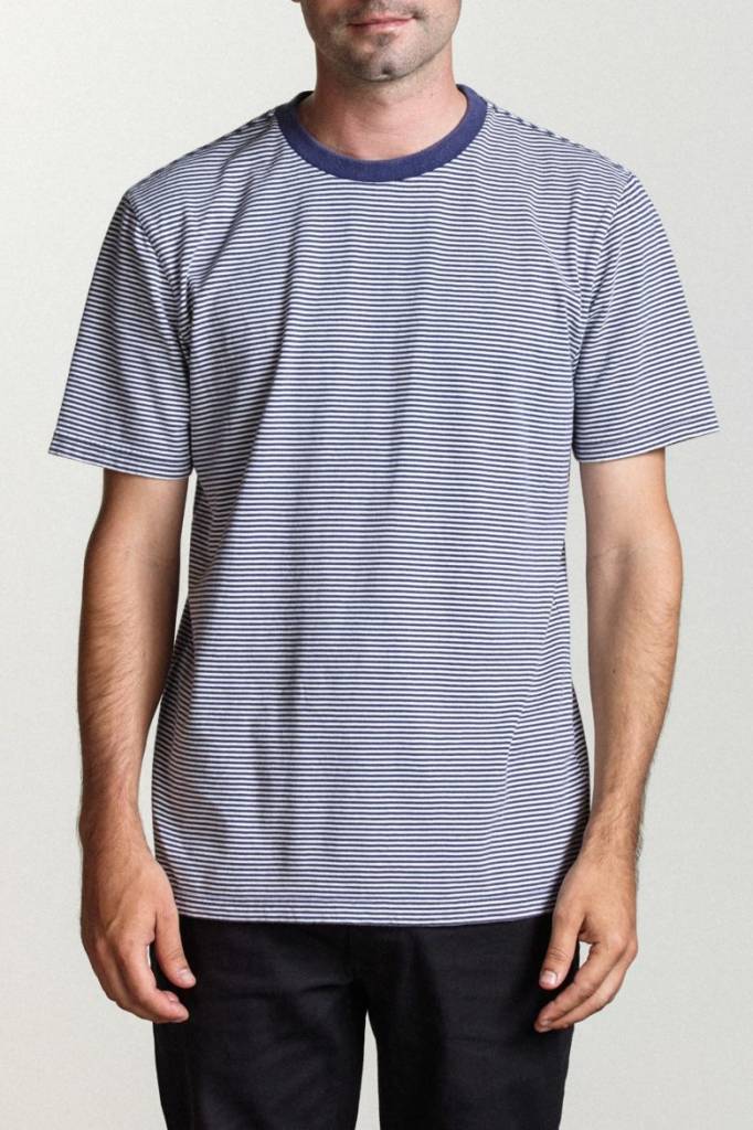 BRIXTON PABLO WASHED S/S KNIT NAVY / OFF WHITE - Image 2