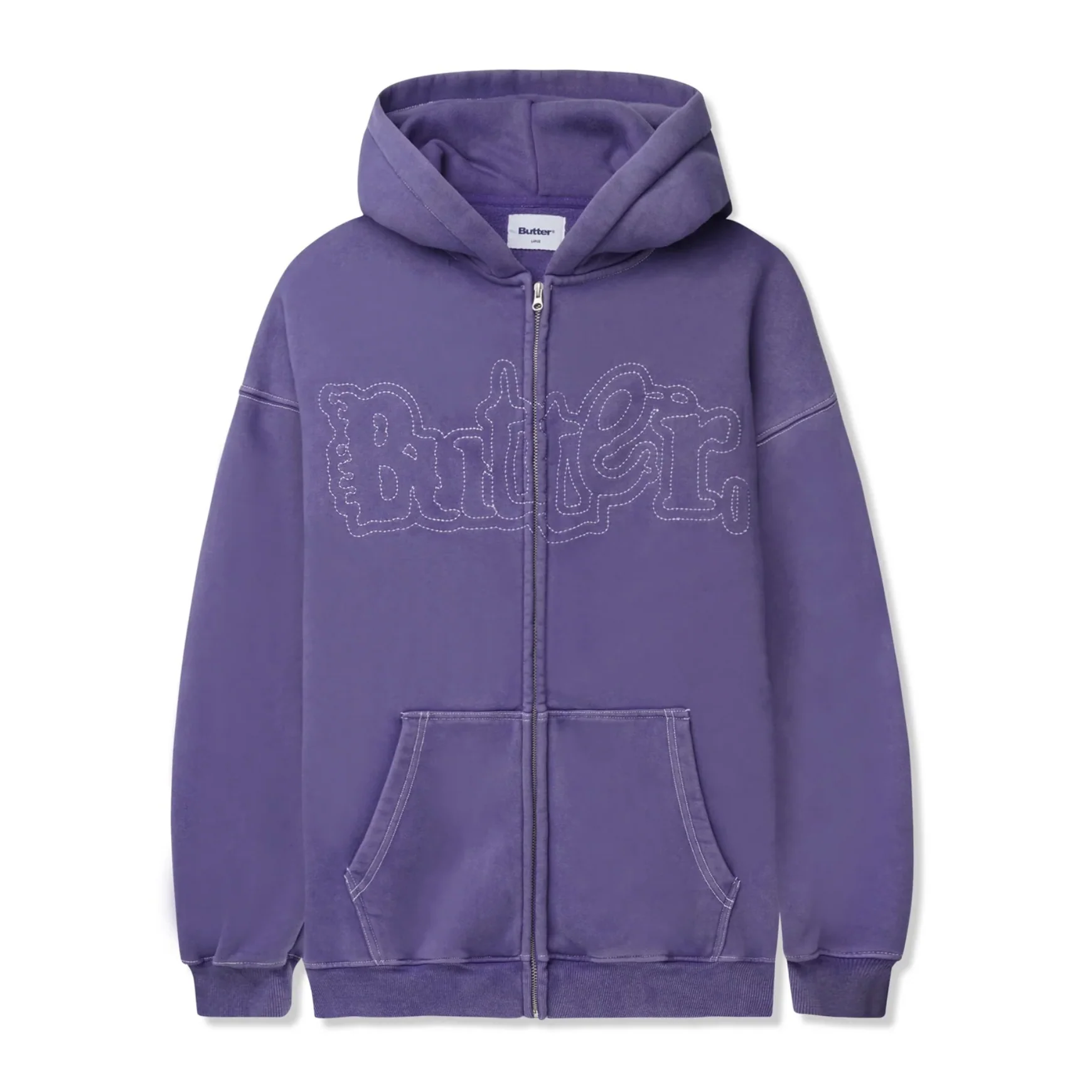 BUTTER BREAKDOWN ZIP-THRU HOODIE WASHED PURPLE