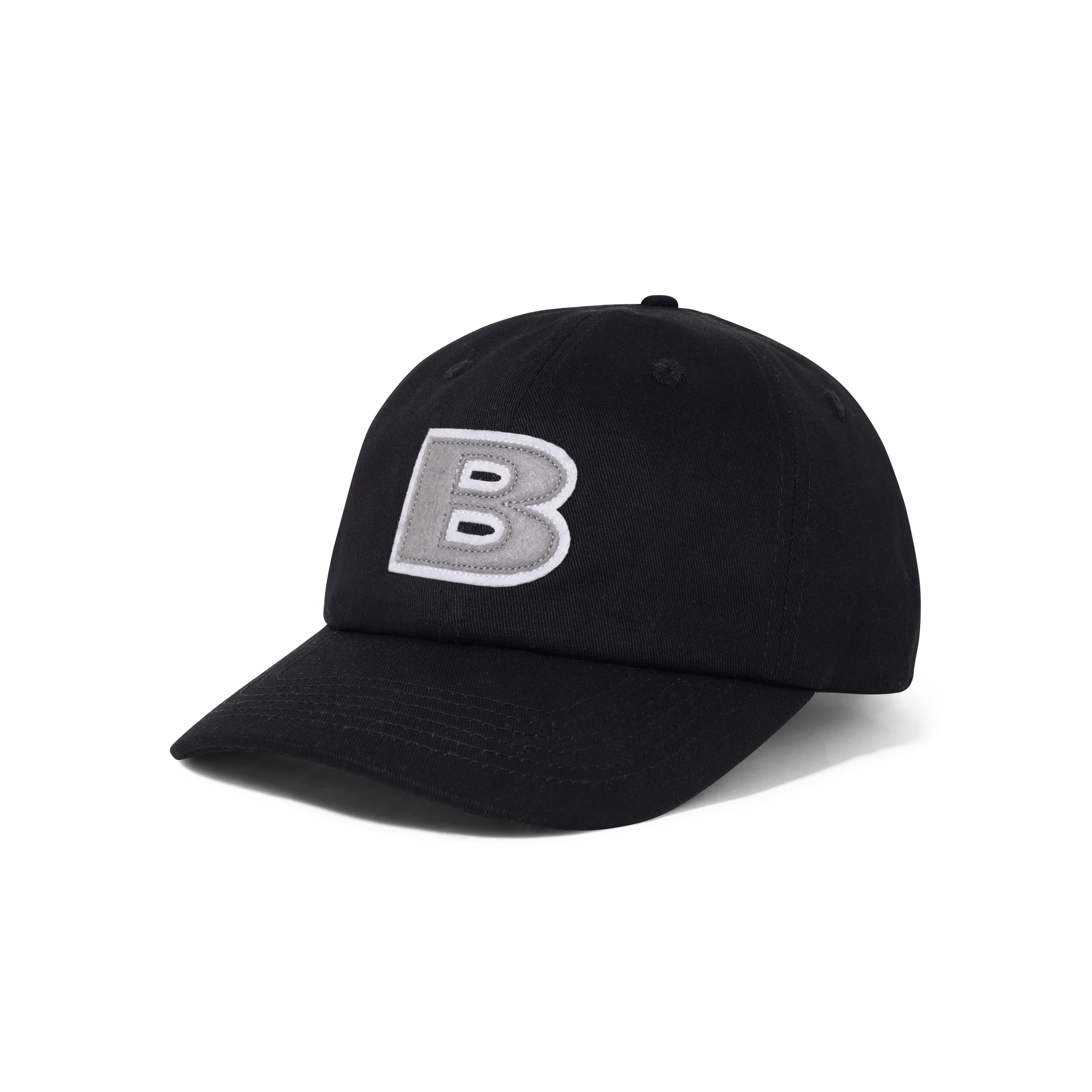 BUTTER GOODS B LOGO 6 PANEL HAT BLACK