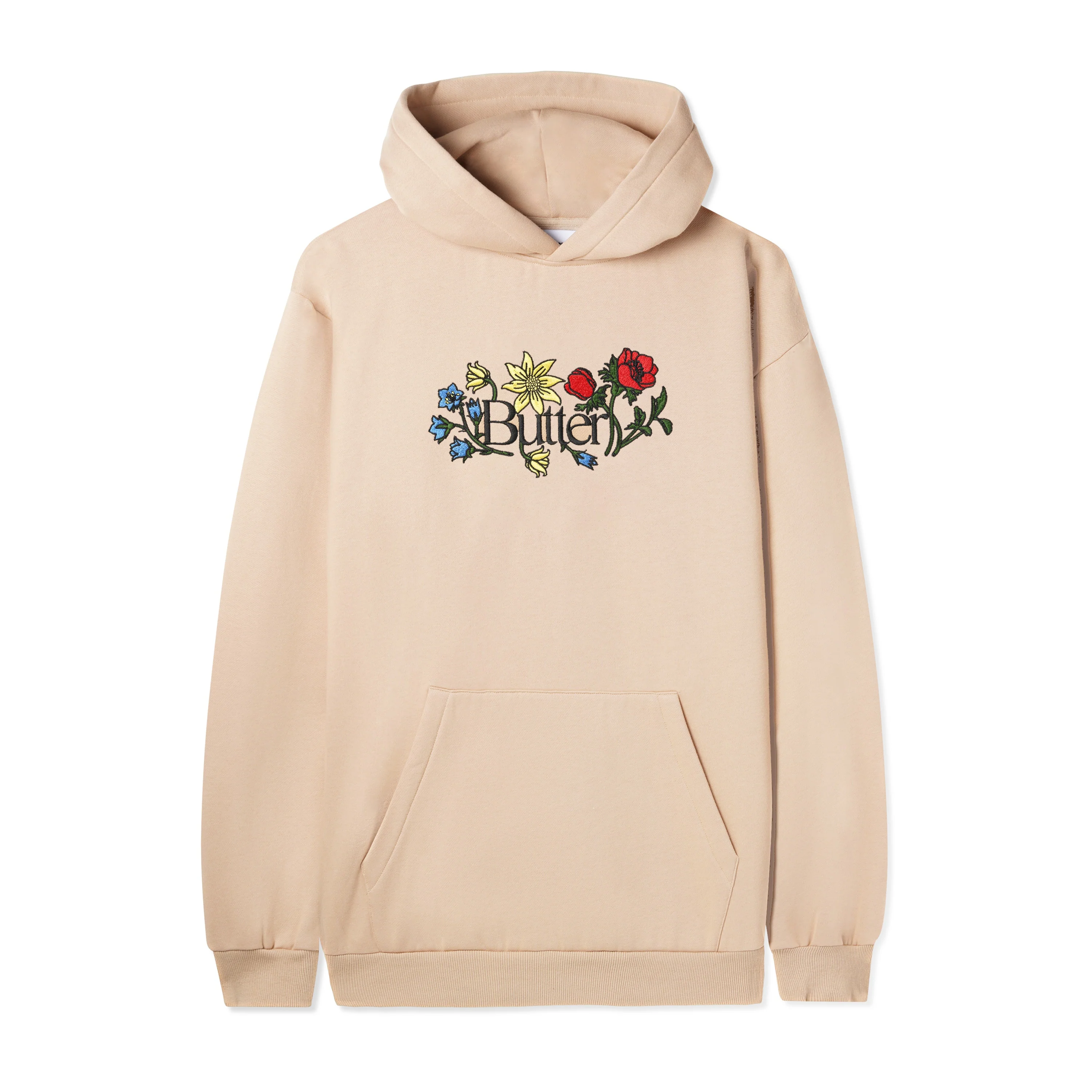 BUTTER GOODS FLORAL EMBROIDERED HOODIE TAN