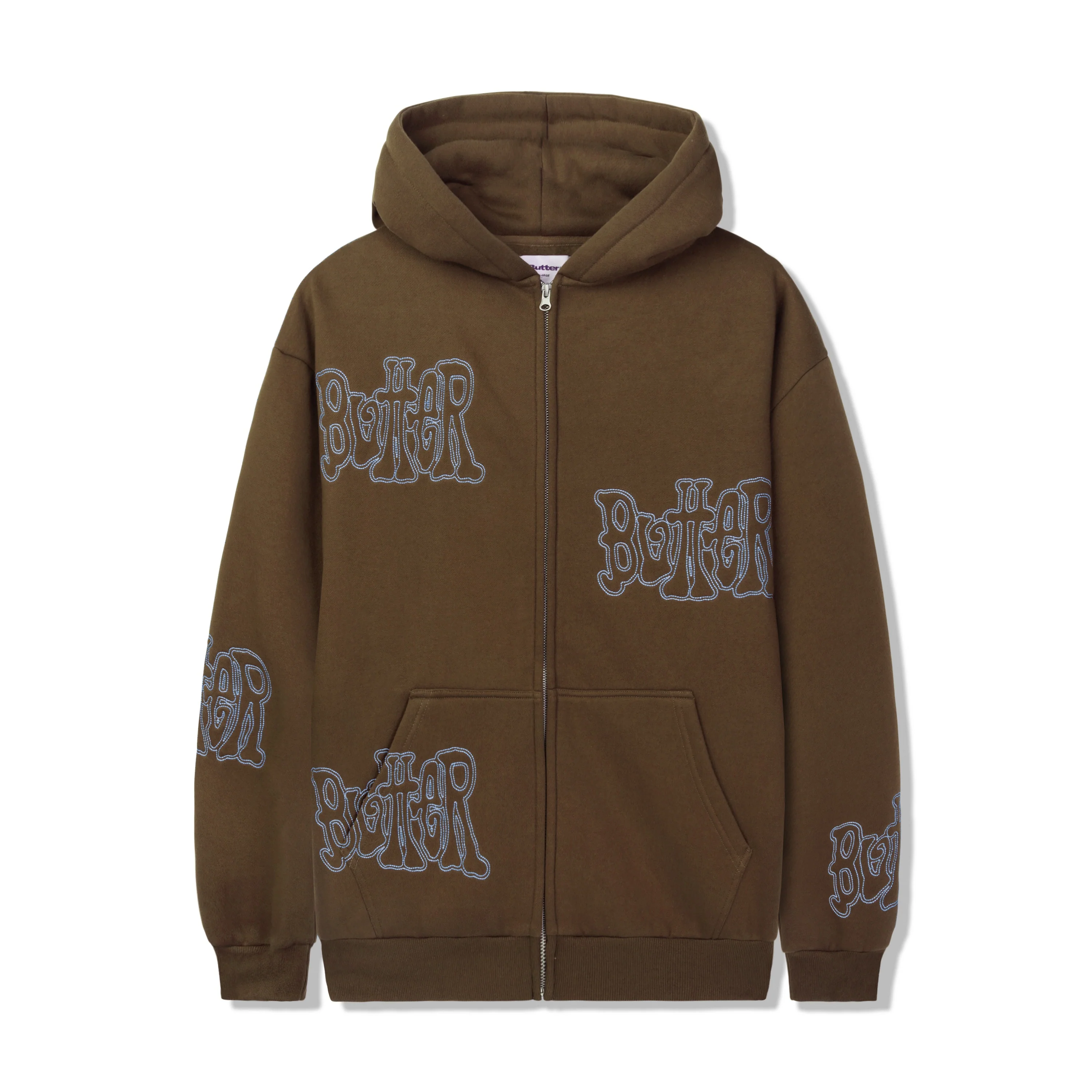 BUTTER GOODS TOUR ZIP-THRU HOODIE CHOCOLATE