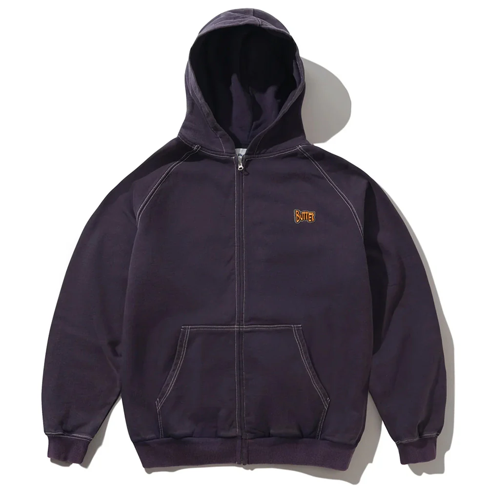 BUTTER SKETCH ZIP-THRU HOODIE EGGPLANT