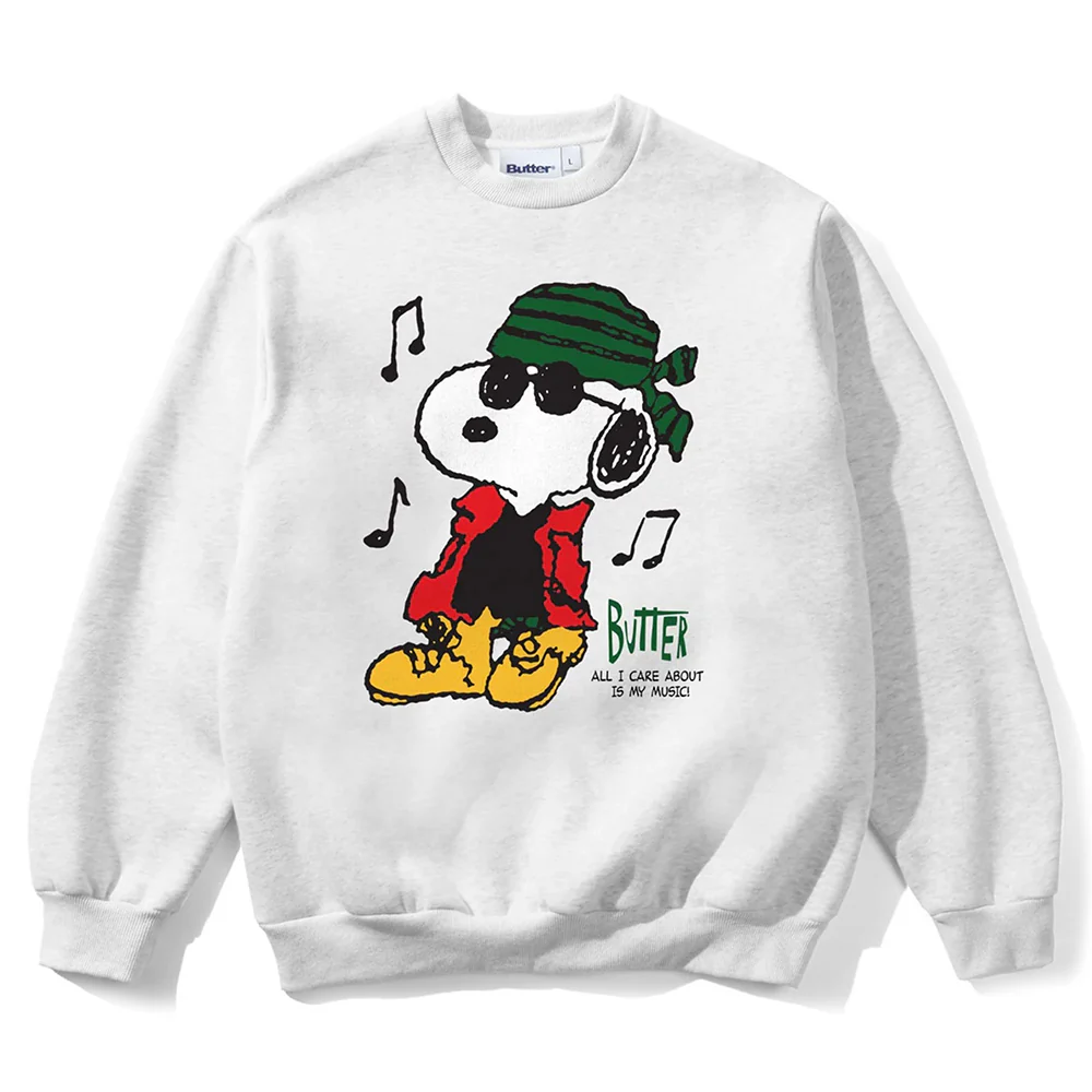 BUTTER X PEANUTS MUSIC CREWNECK ASH