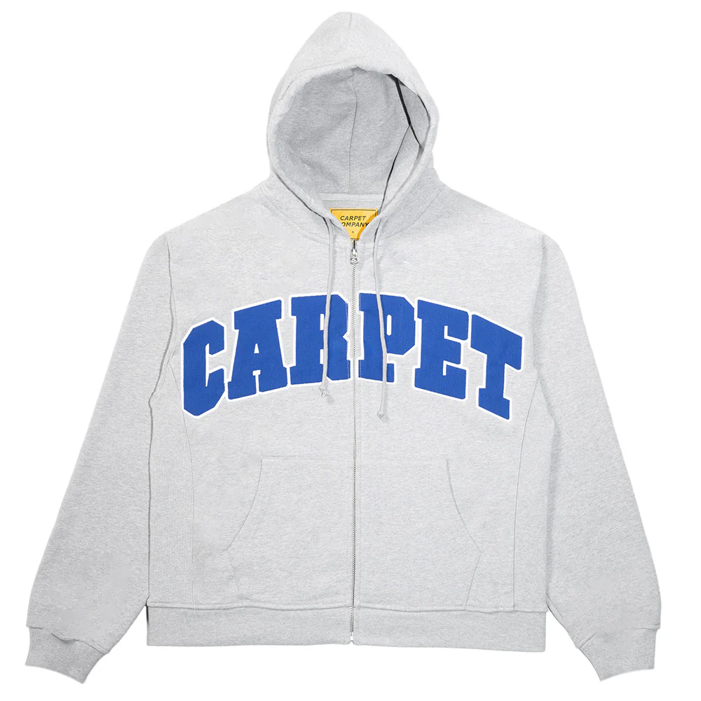 CARPET CO. VARSITY ZIP HOODIE HEATHER GREY