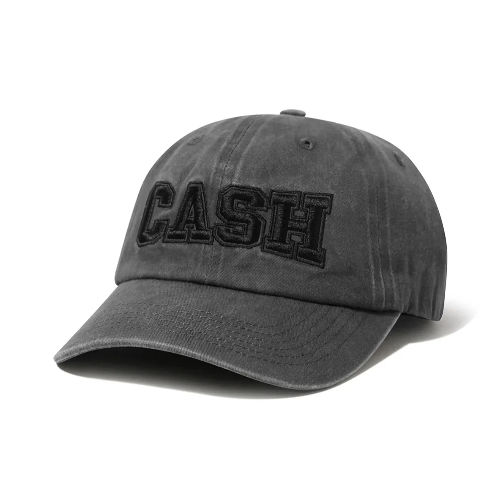 CASH ONLY CAMPUS 6 PANEL CAP WASHED BLACK