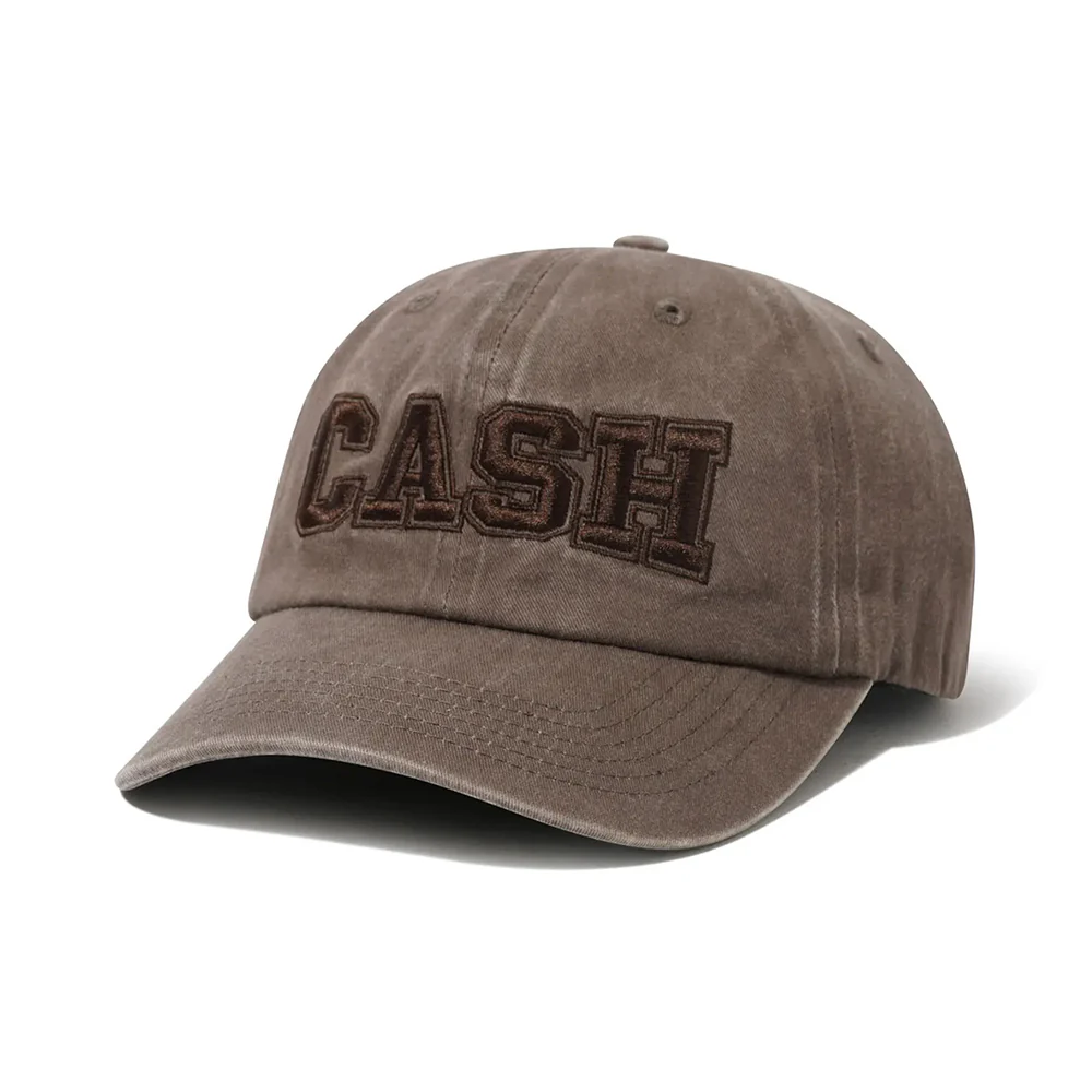 CASH ONLY CAMPUS 6 PANEL CAP WASHED BROWN