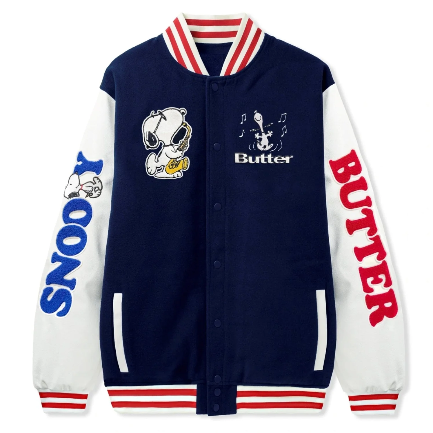 BUTTER GOODS JAZZ VARSITY JACKET NAVY