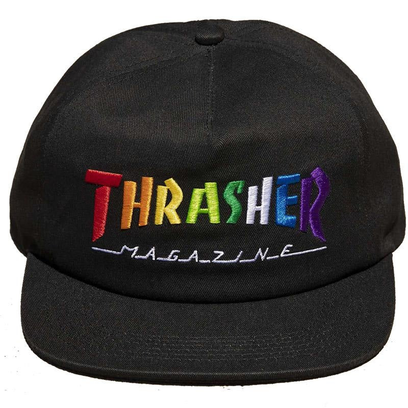 THRASHER RAINBOW LOGO SNAPBACK BLACK