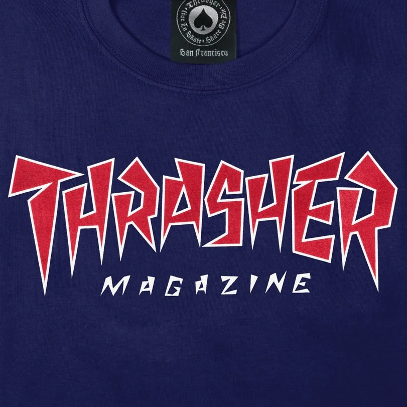 THRASHER JAGGED LOGO TEE NAVY - Image 2