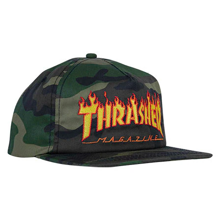 THRASHER FLAME LOGO SNAPBACK CAMO