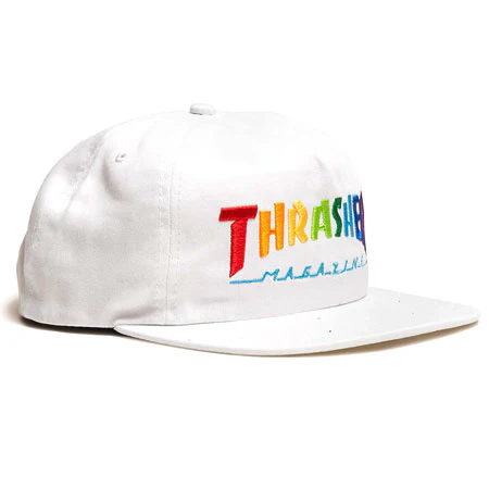 THRASHER RAINBOW LOGO SNAPBACK WHITE
