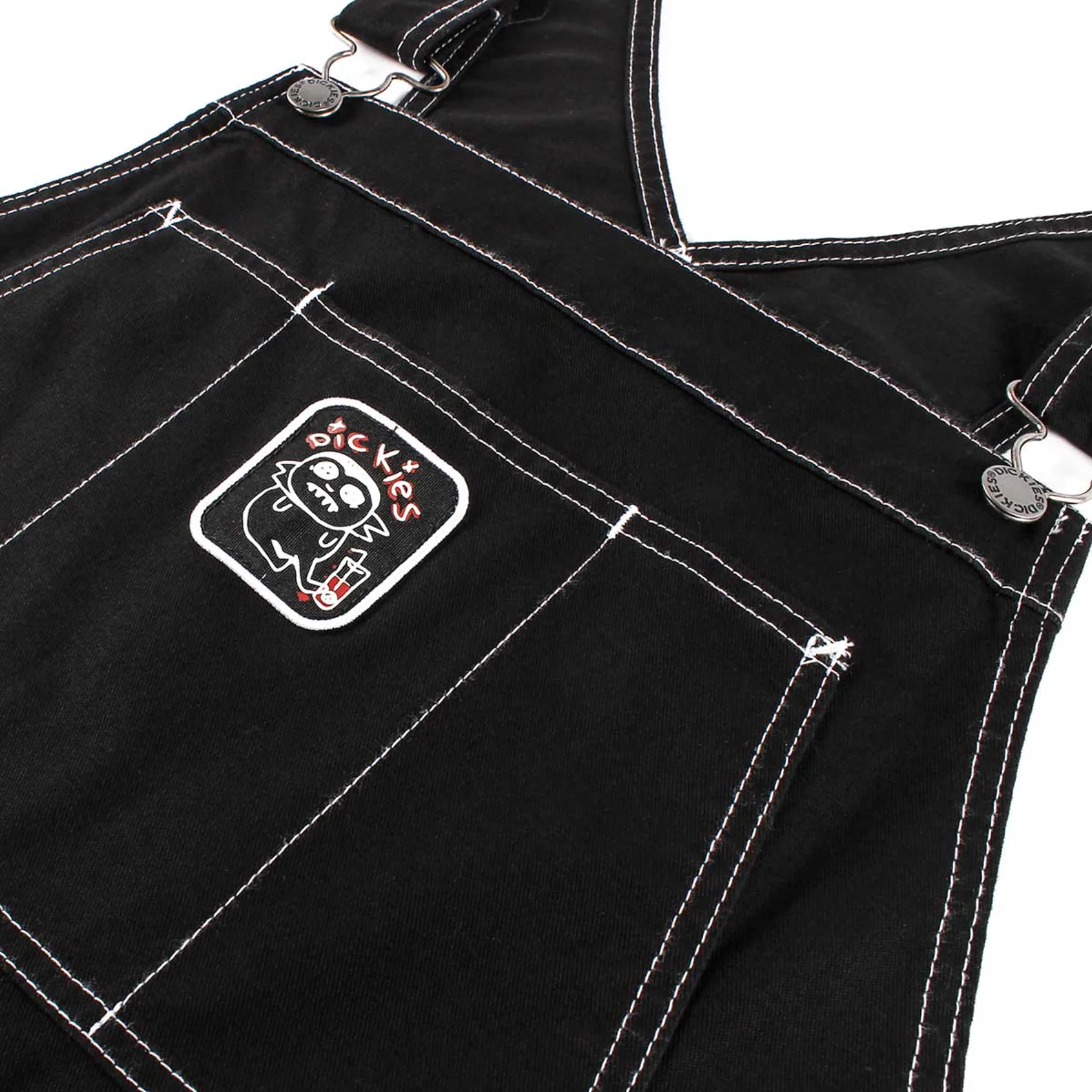 DICKIES FRANKY V TWILL BIB OVERALLS RINSED BLACK - Image 2
