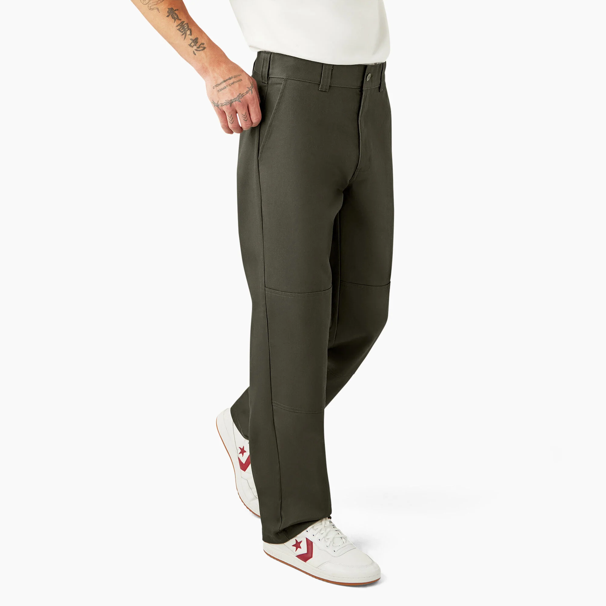 DICKIES X SPITFIRE DOUBLE KNEE PANTS OLIVE GREEN TWILL - Image 4