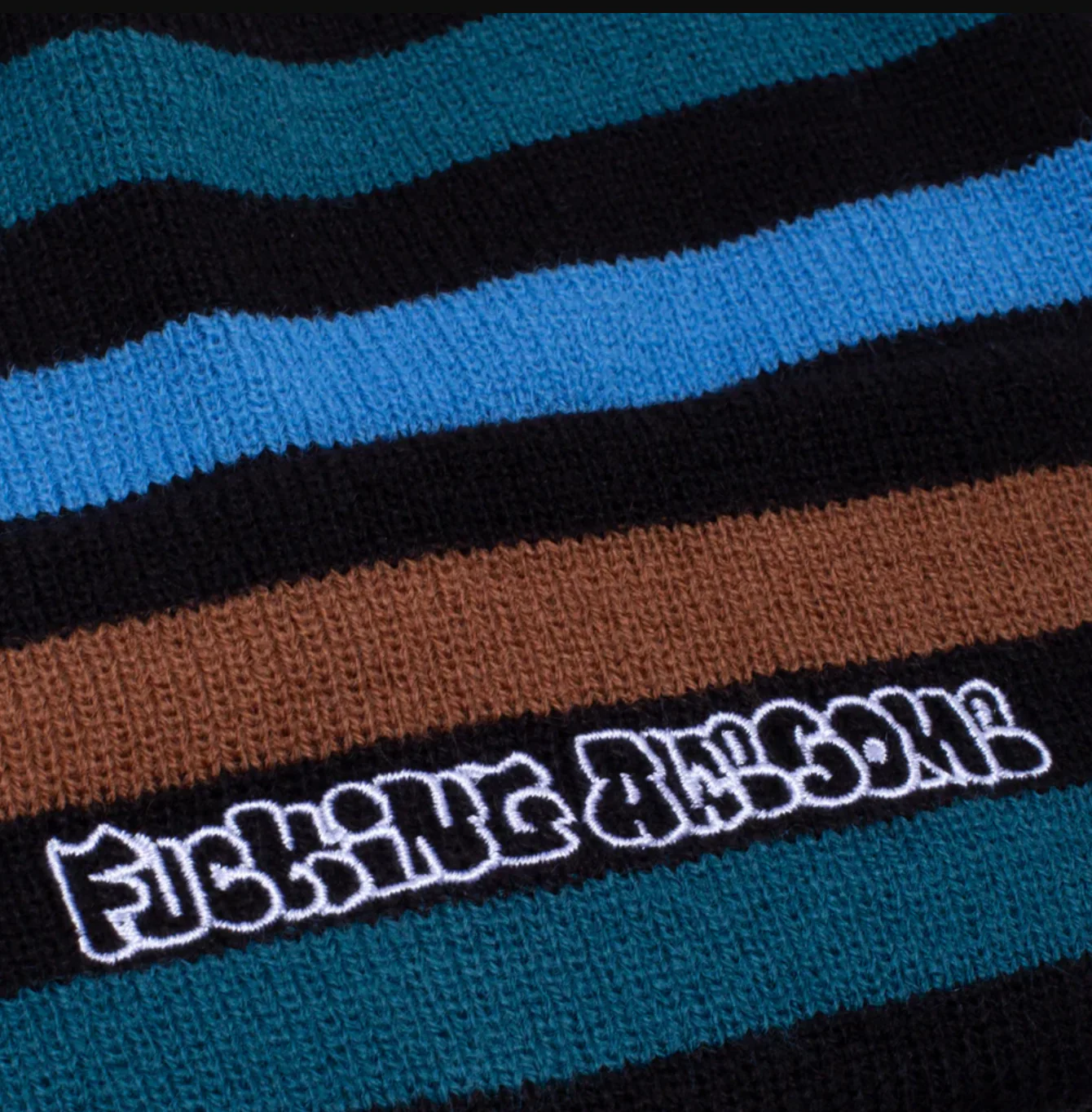 FUCKING AWESOME WANTO STRIPED CUFF BEANIE BLACK - Image 2