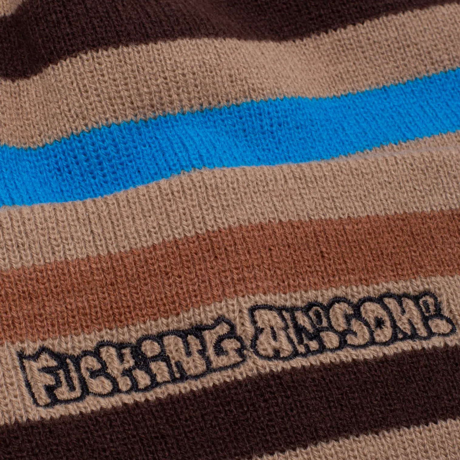 FUCKING AWESOME WANTO STRIPED CUFF BEANIE KHAKI - Image 2