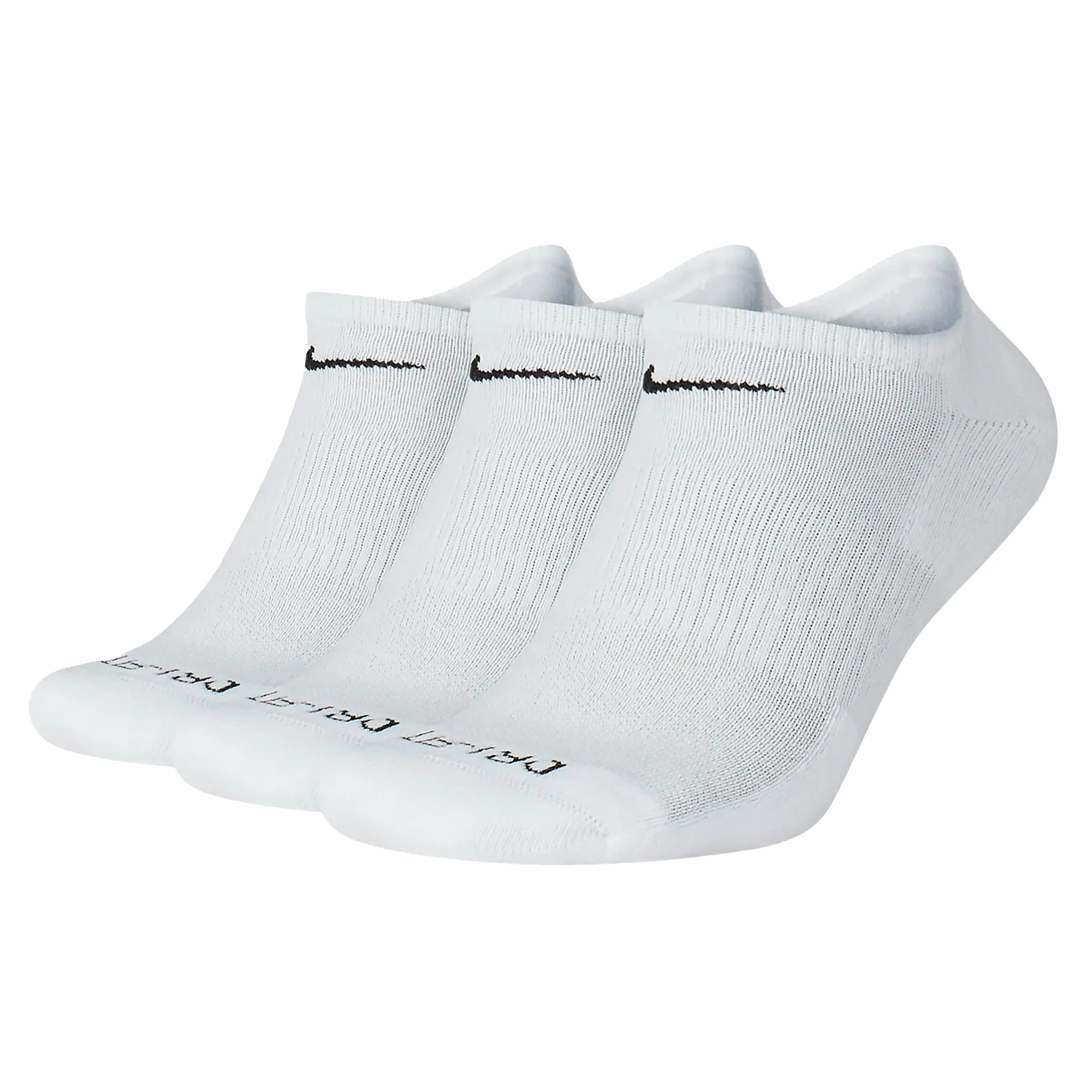 NIKE EVERYDAY NO SHOW SOCKS 3PACK WHITE LARGE