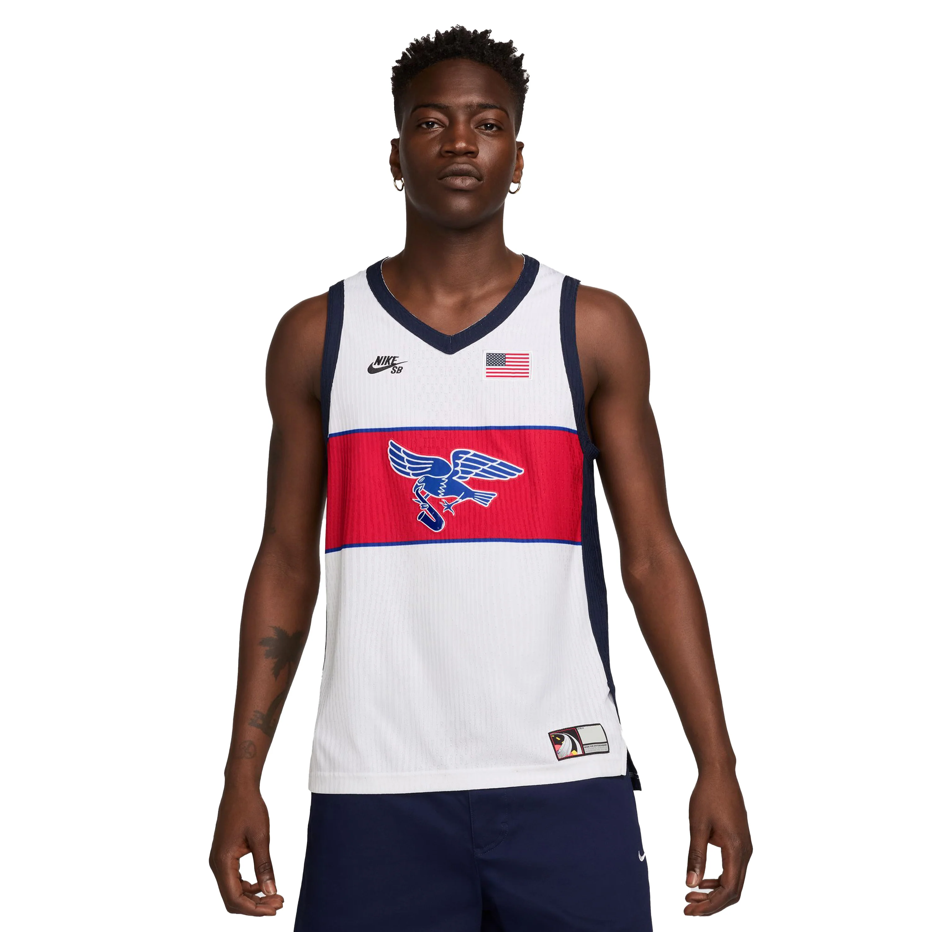 NIKE SB 2024 FEDERATION KIT DRI-FIT ADV SLEEVELESS SKATE JERSEY USA WHITE