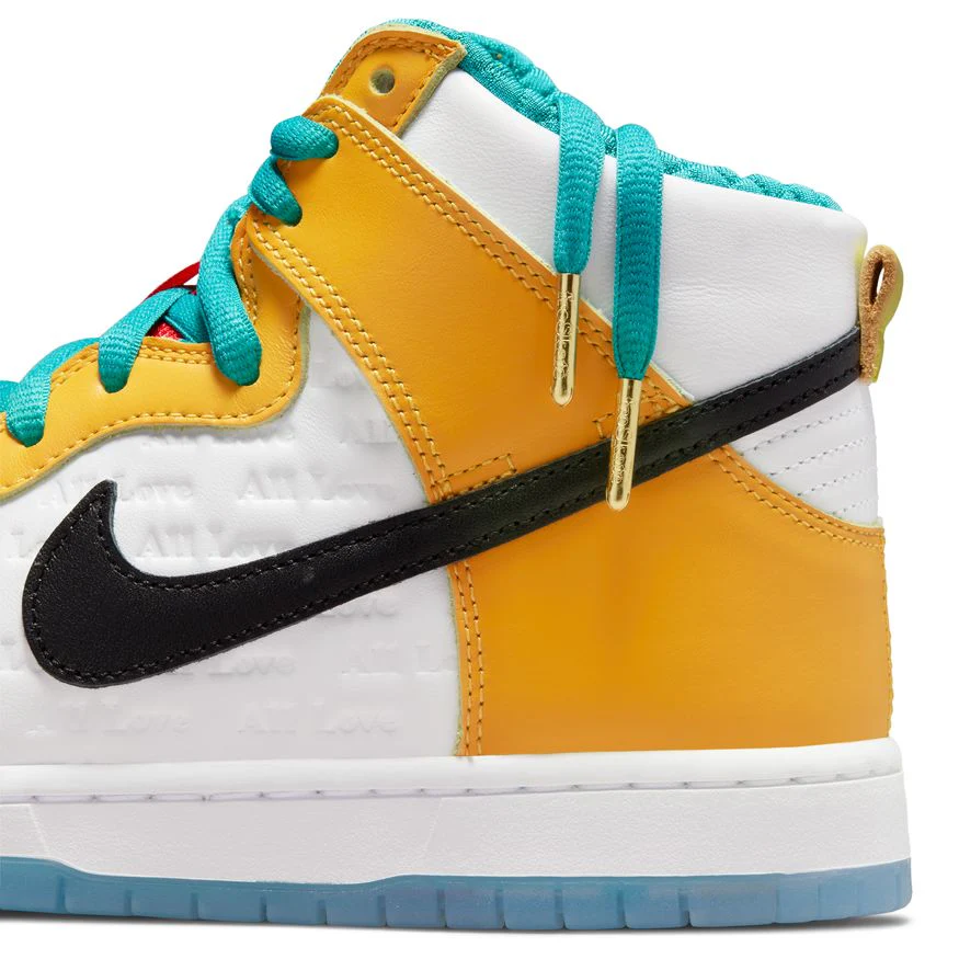 NIKE SB DUNK HIGH PRO "FRO SKATE" WHITE/METALLIC GOLD-UNIVERSITY RED - Image 10