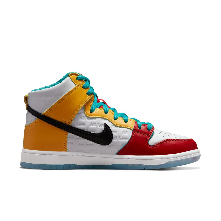 NIKE SB DUNK HIGH PRO "FRO SKATE" WHITE/METALLIC GOLD-UNIVERSITY RED - Image 3