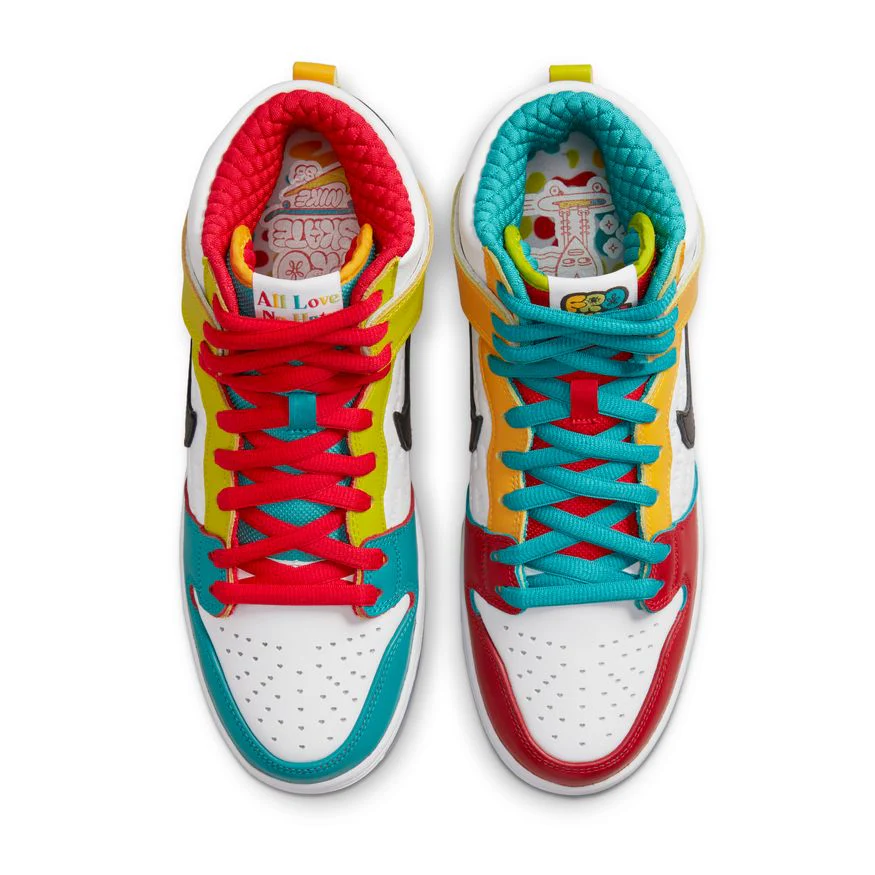 NIKE SB DUNK HIGH PRO "FRO SKATE" WHITE/METALLIC GOLD-UNIVERSITY RED - Image 8
