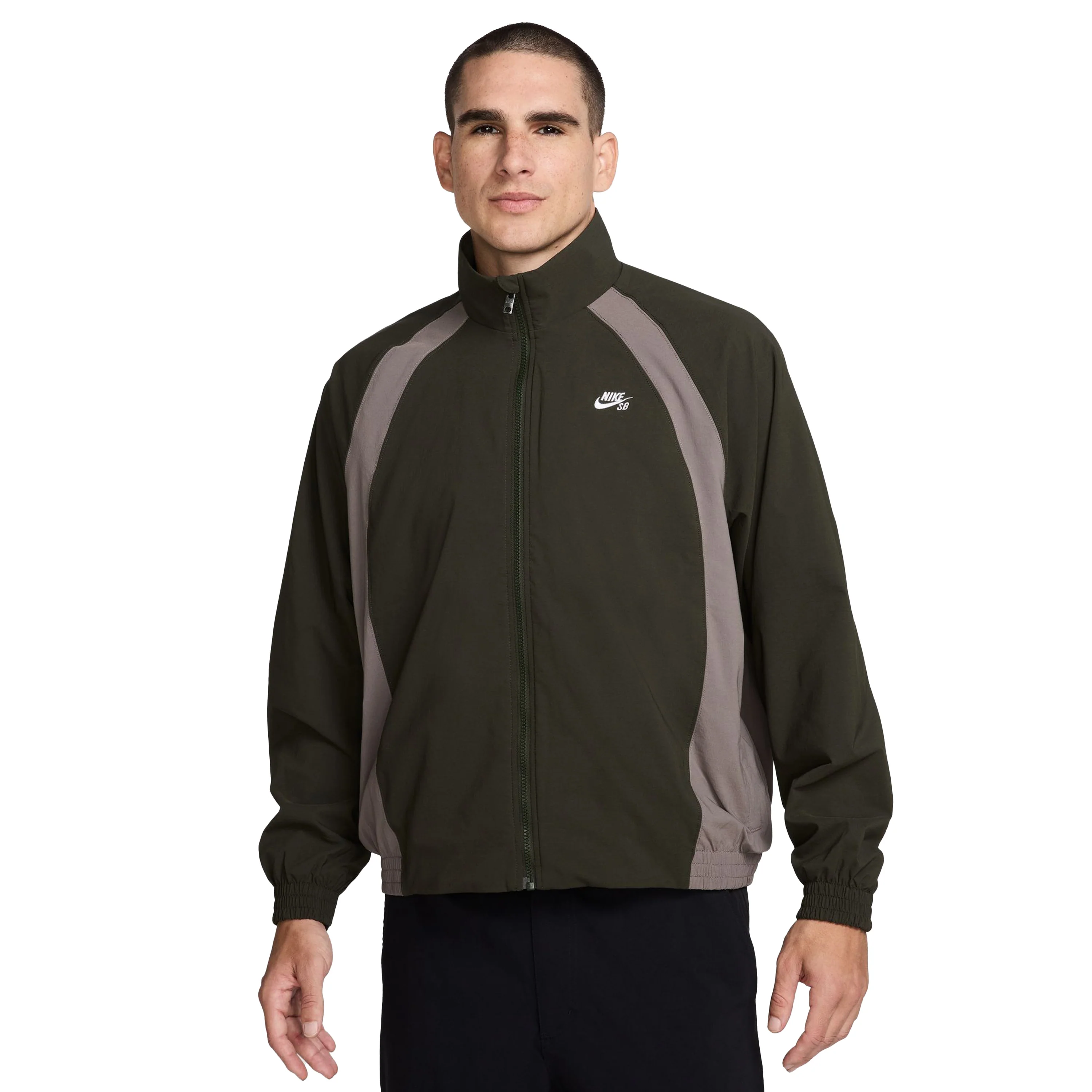 NIKE SB FULL-ZIP WOVEN SKATE JACKET SEQUOIA / CAVE STONE / WHITE