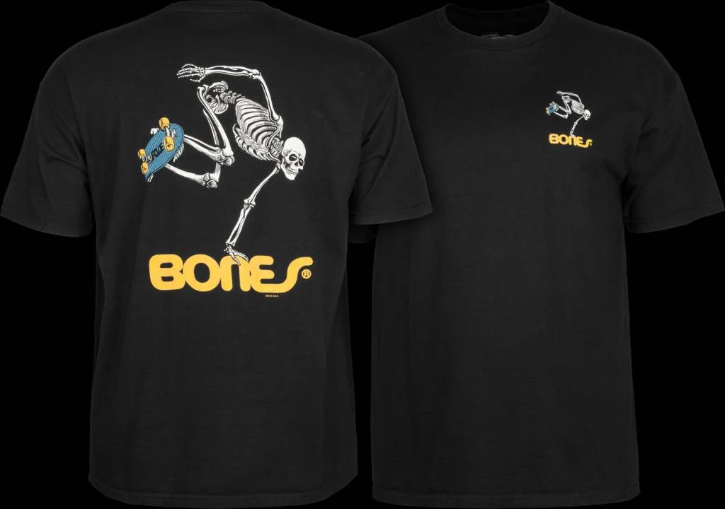 POWELL SK8BOARD SKELETON BLACK TEE