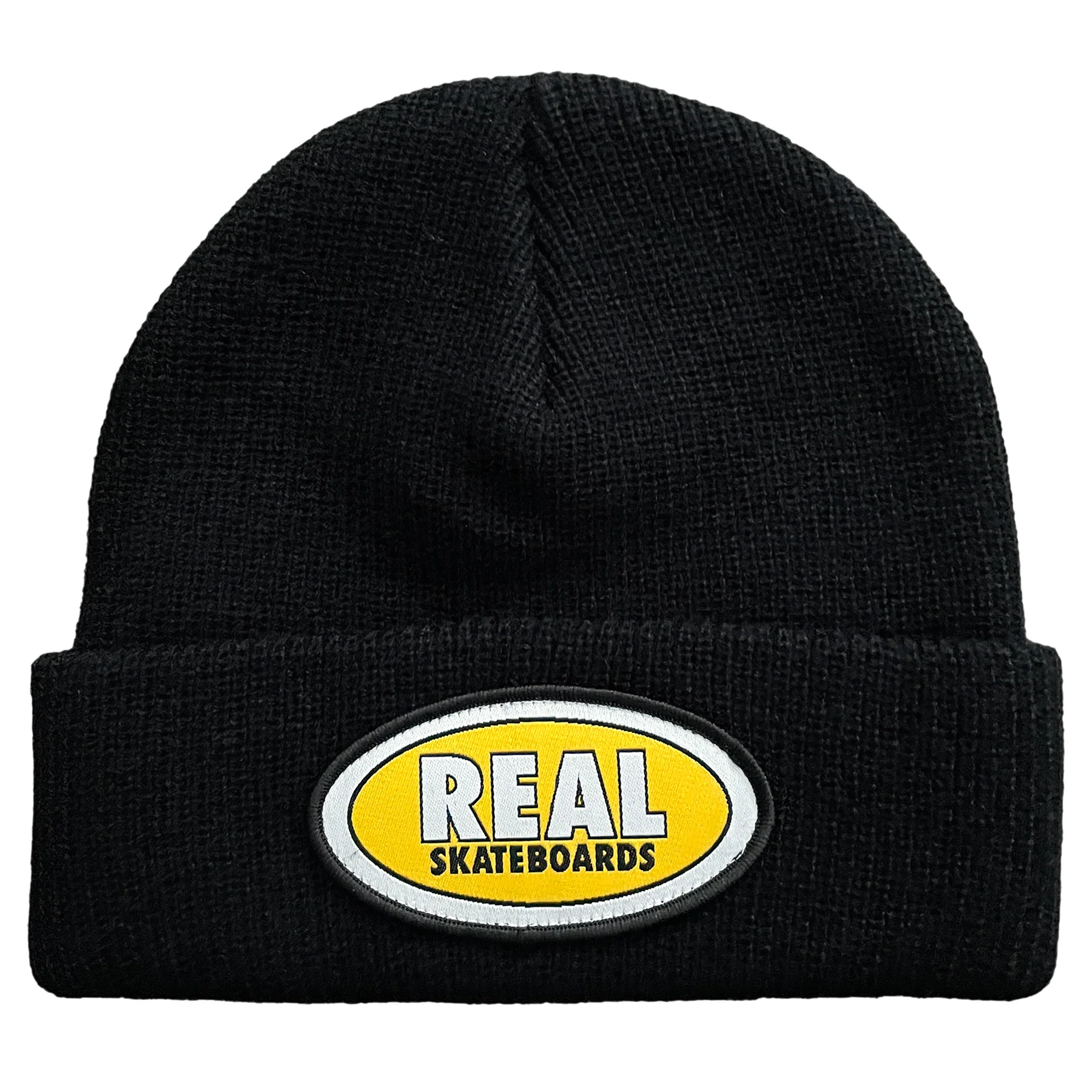 REAL OVAL CUFF BEANIE BLACK / YELLOW