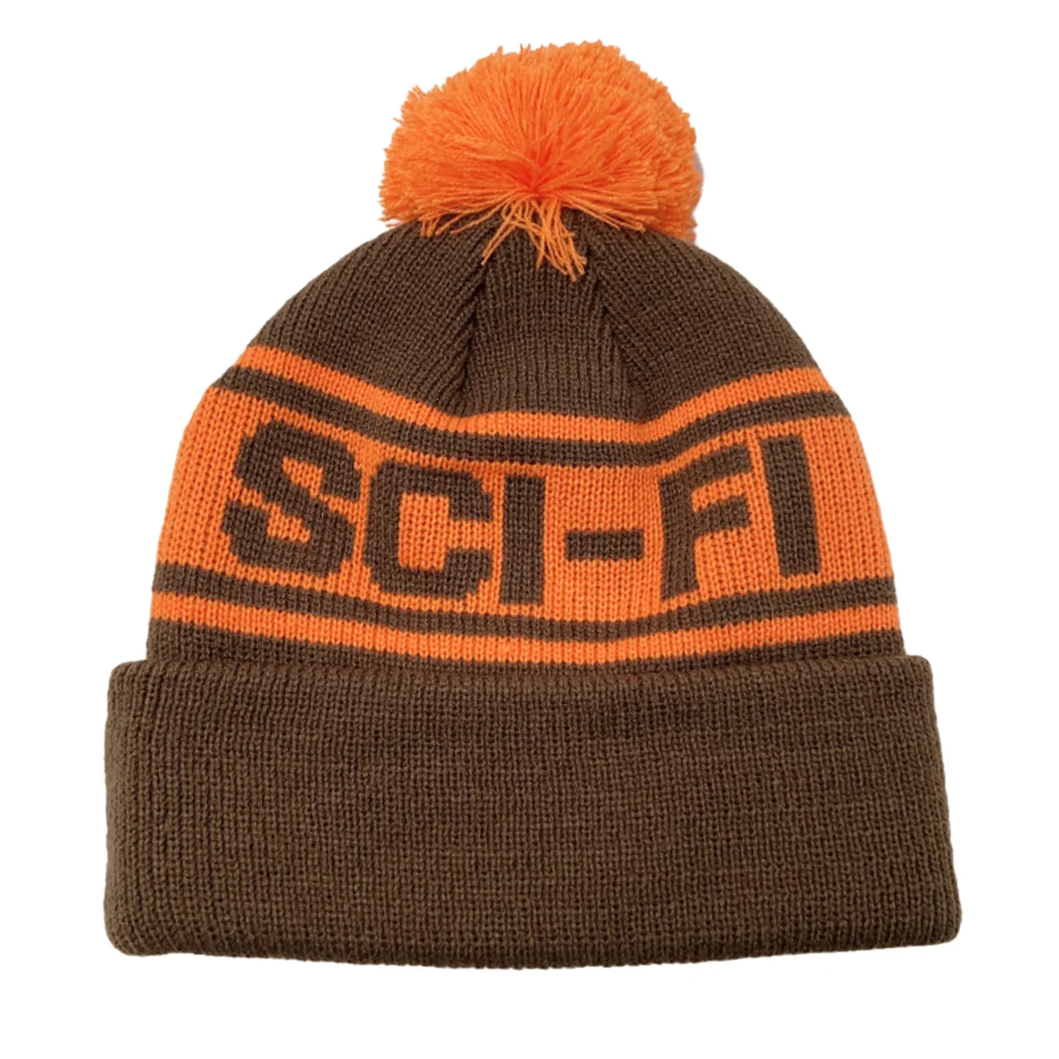 SCI-FI FANTASY POM BEANIE BROWN/ORANGE