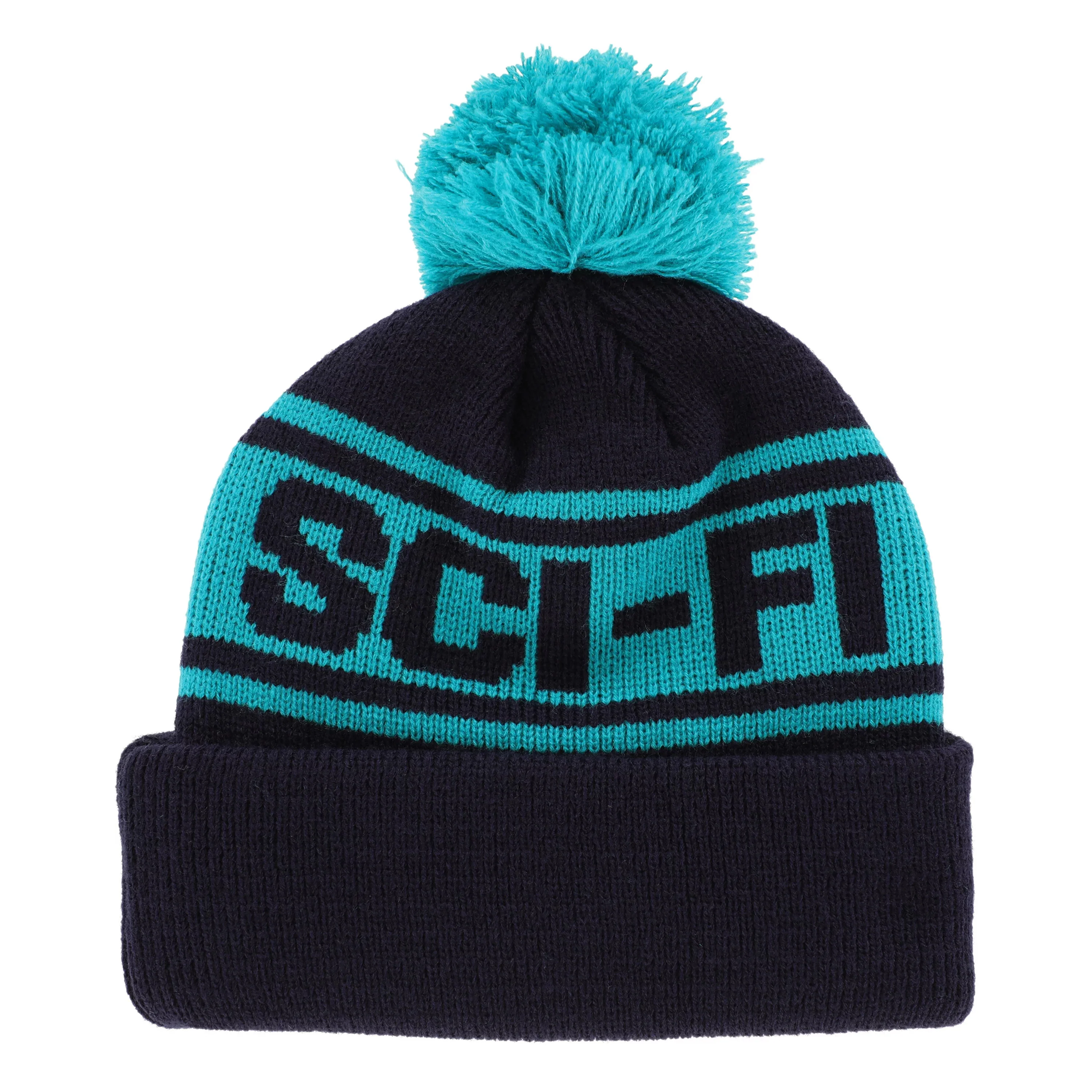 SCI-FI FANTASY POM BEANIE NAVY/JADE