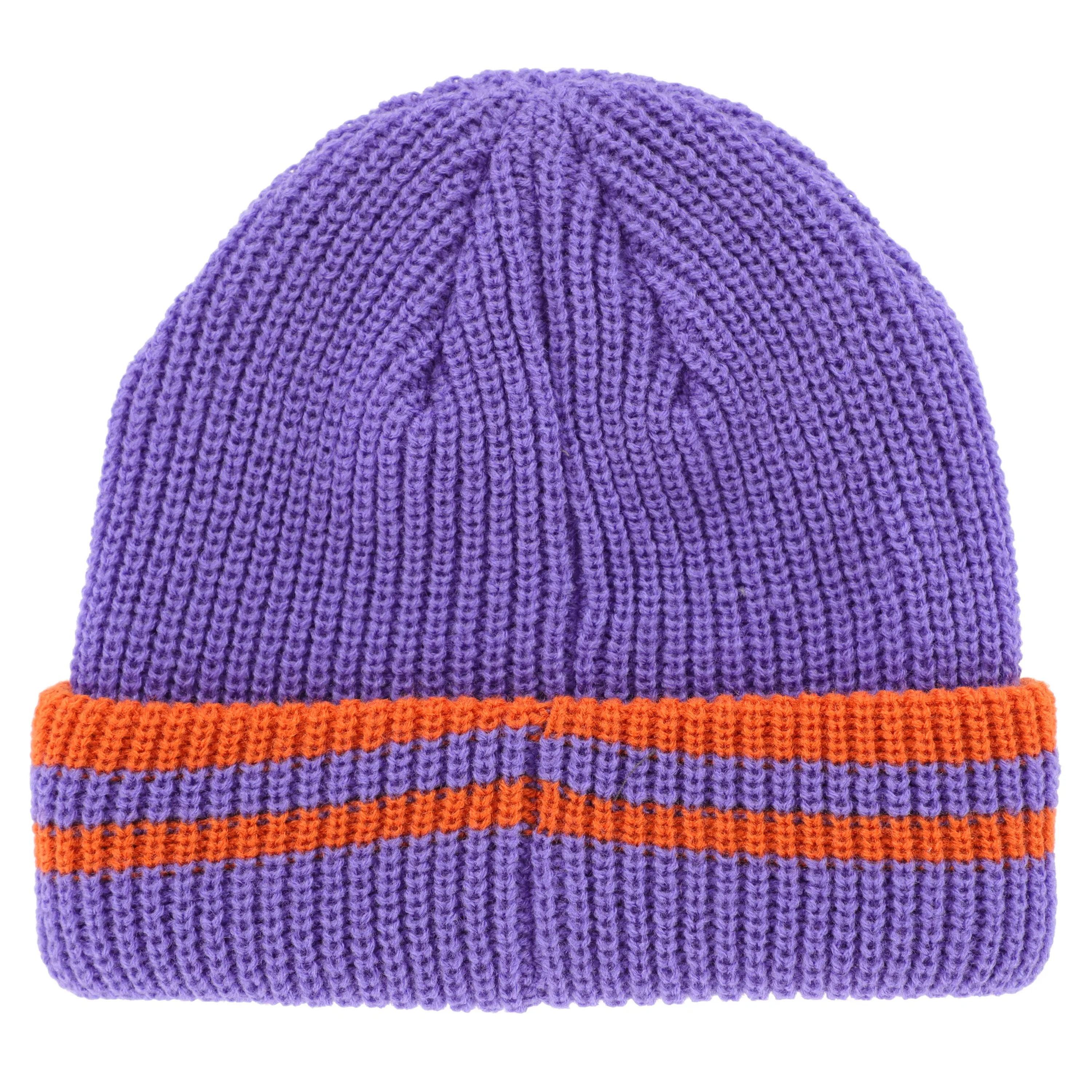 SCI-FI FANTASY REFLECTIVE PATCH STRIPED BEANIE PURPLE/ORANGE - Image 2