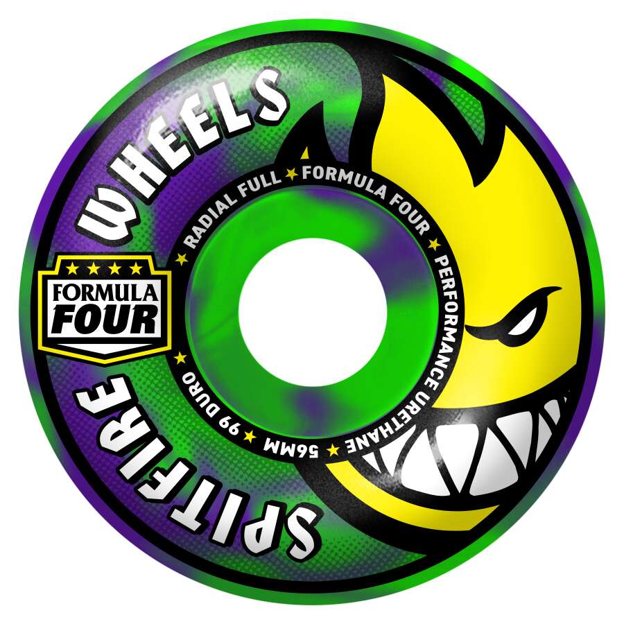 SPITFIRE F4 RADIAL FULL 99D 56MM SWIRL BLUE / GREEN
