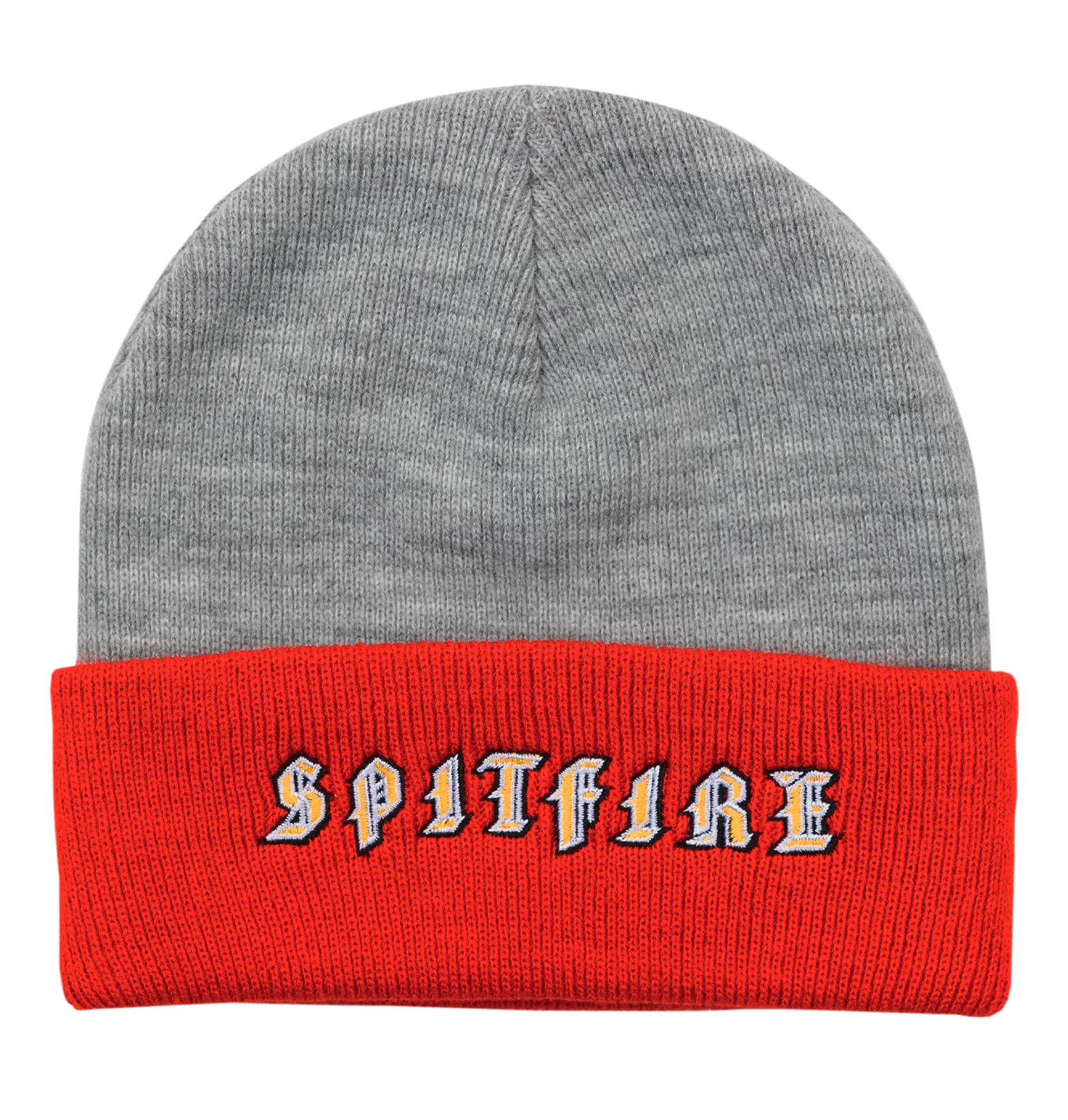 SPITFIRE OLD E CUFF BEANIE HEATHER GREY/RED/GOLD