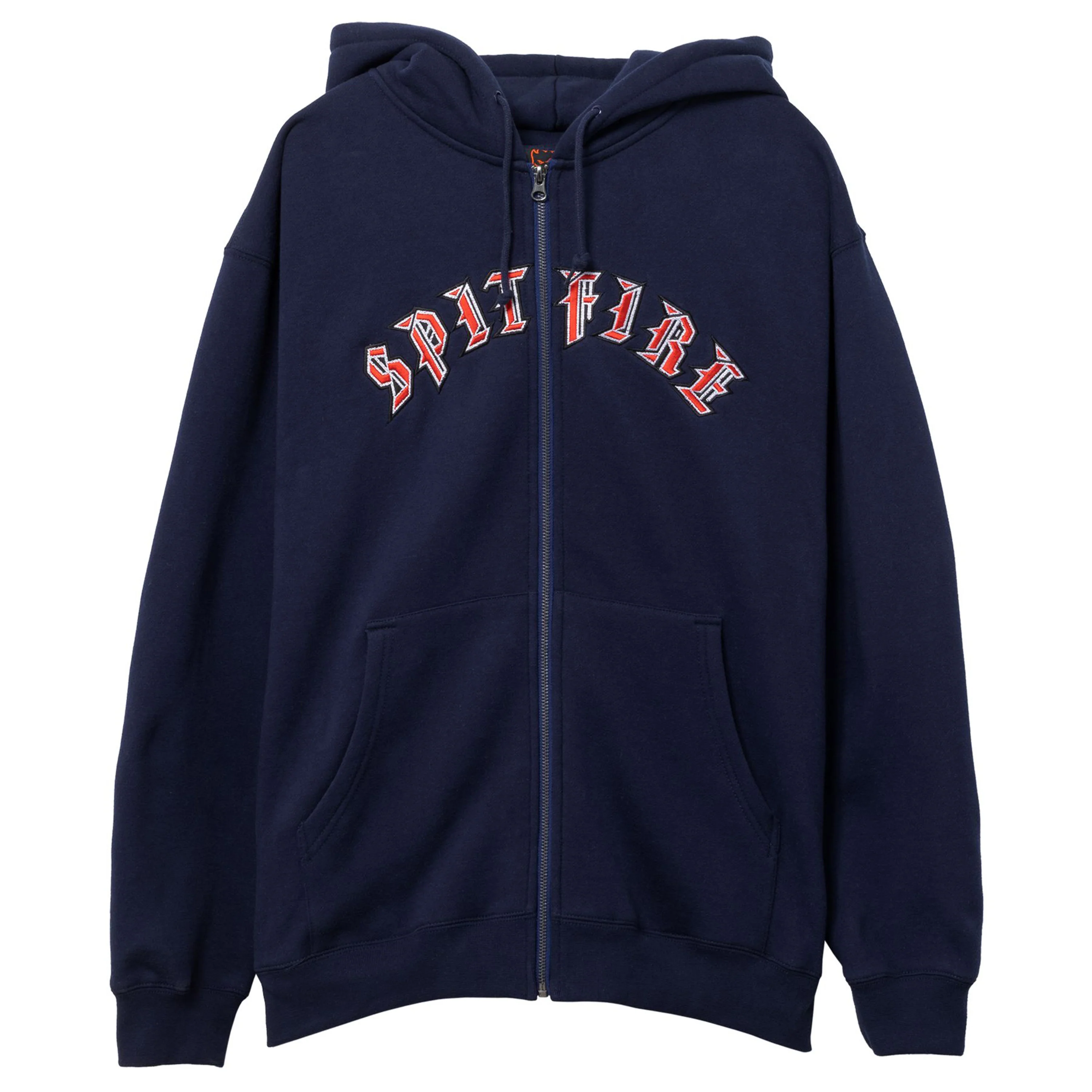 SPITFIRE OLD E EMBROIDERED ZIP-UP HOODIE NAVY