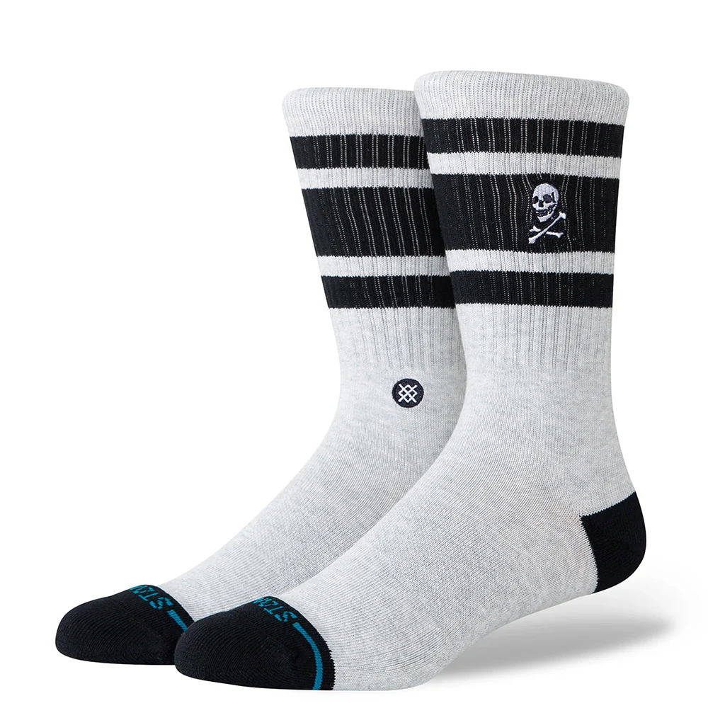 STANCE SOCKS BOYD SKULL CREW HEATHER GREY MEDIUM