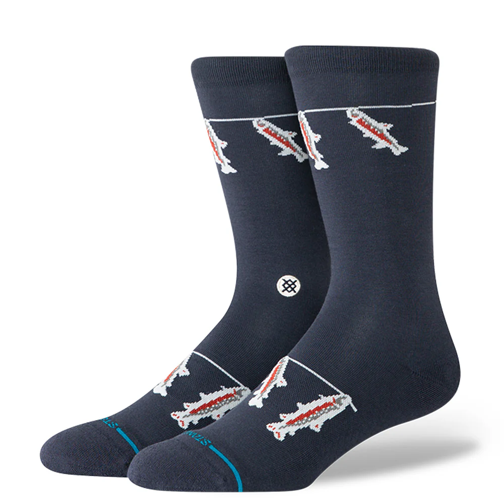 STANCE SOCKS GONE FISHIN CREW NAVY LARGE