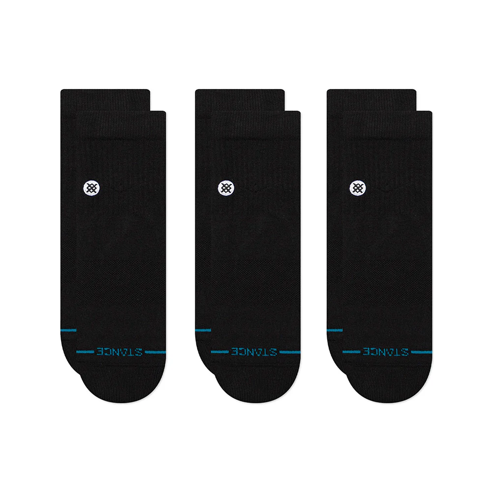 STANCE SOCKS ICON QUARTER 3 PACK BLACK LARGE