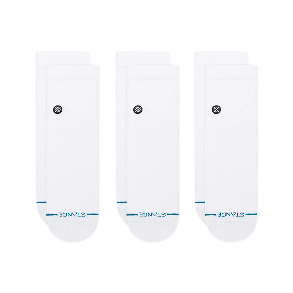 STANCE SOCKS ICON QUARTER 3 PACK WHITE LARGE
