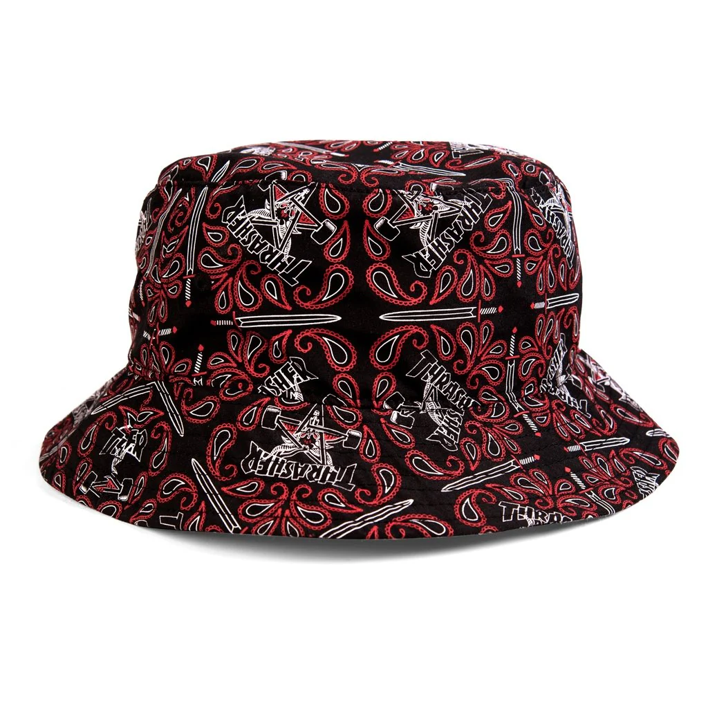 THRASHER BANDANA BUCKET HAT BLACK / RED