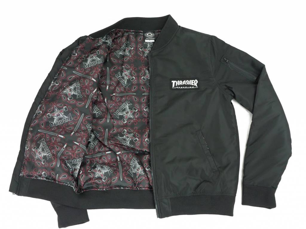THRASHER BOMBER JACKET BLACK - Image 2