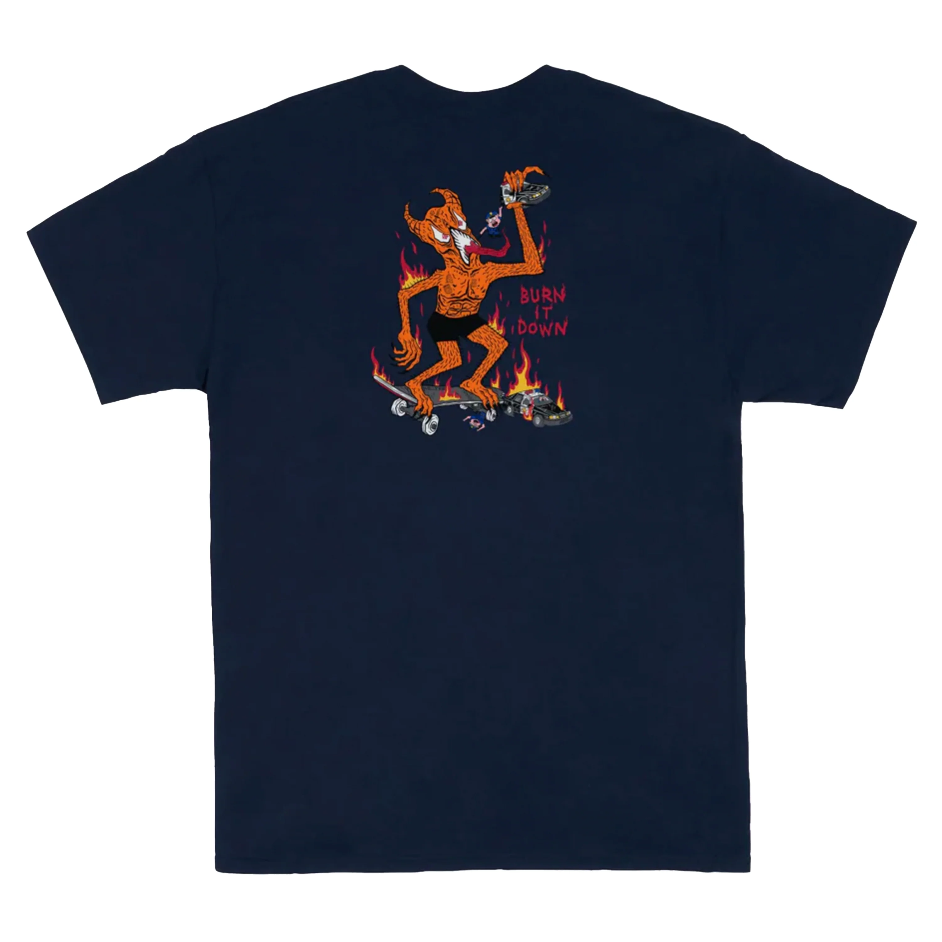 THRASHER BURN IT DOWN TEE NAVY - Image 2