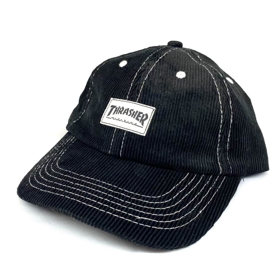 THRASHER CORDUROY OLD TIMER HAT BLACK