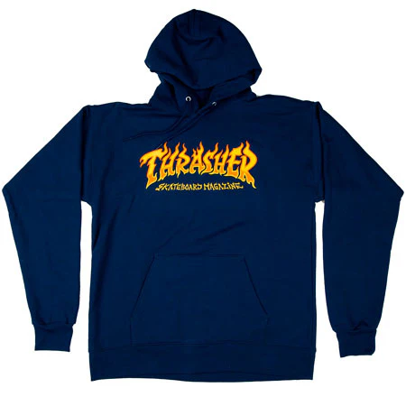 THRASHER FIRE LOGO HOODIE NAVY